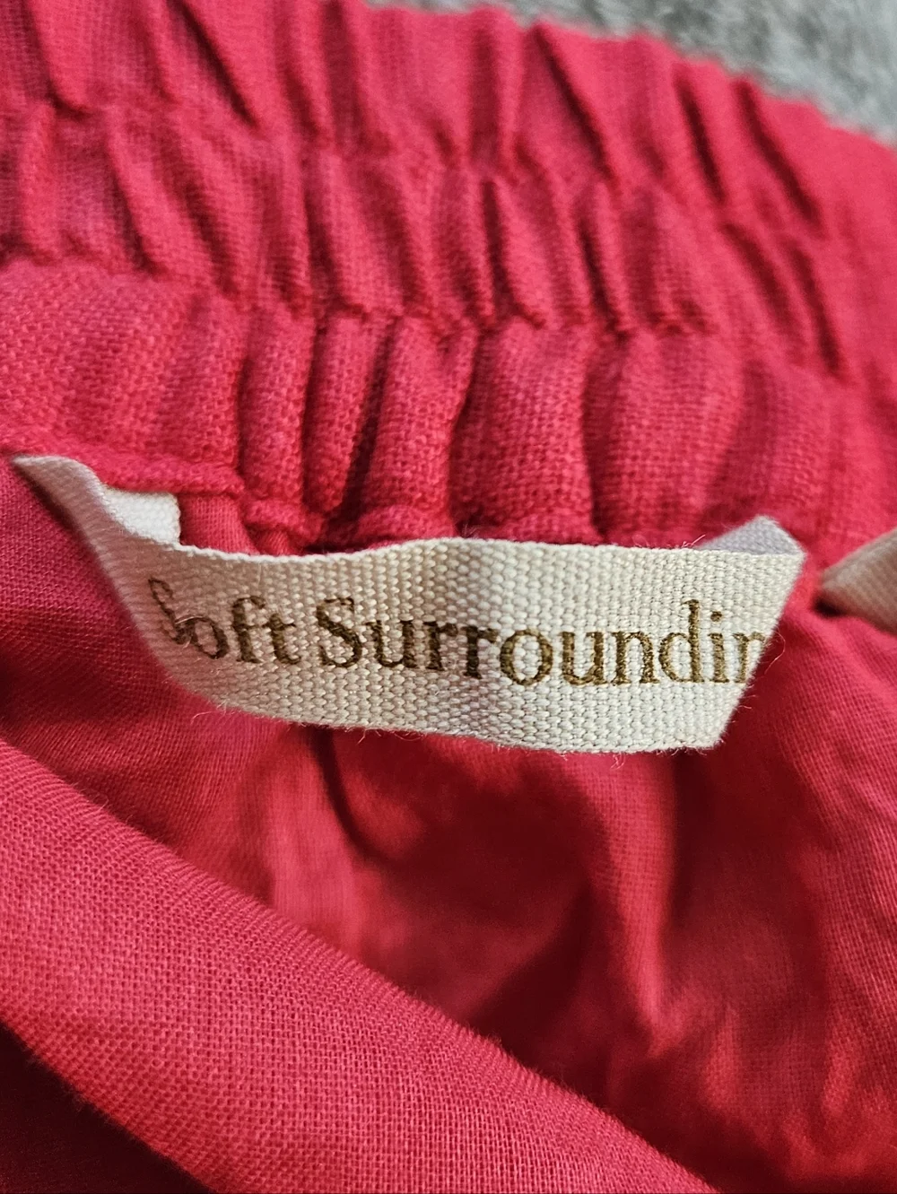 Soft Surroundings Skirt L Tiered Linen Red Americana Pin-Up Pull on Flirty Fairy